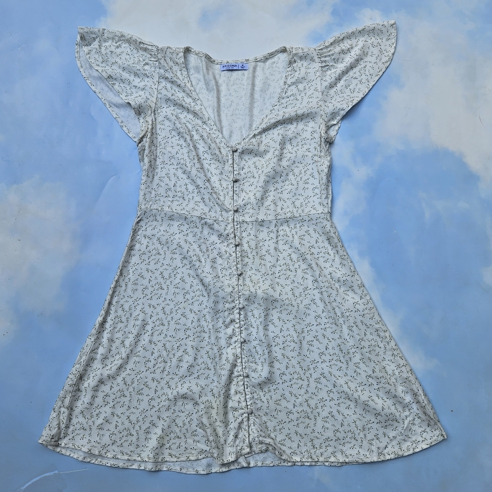 White Floral Mini Sundress, Cottagecore,  Coquette Dress